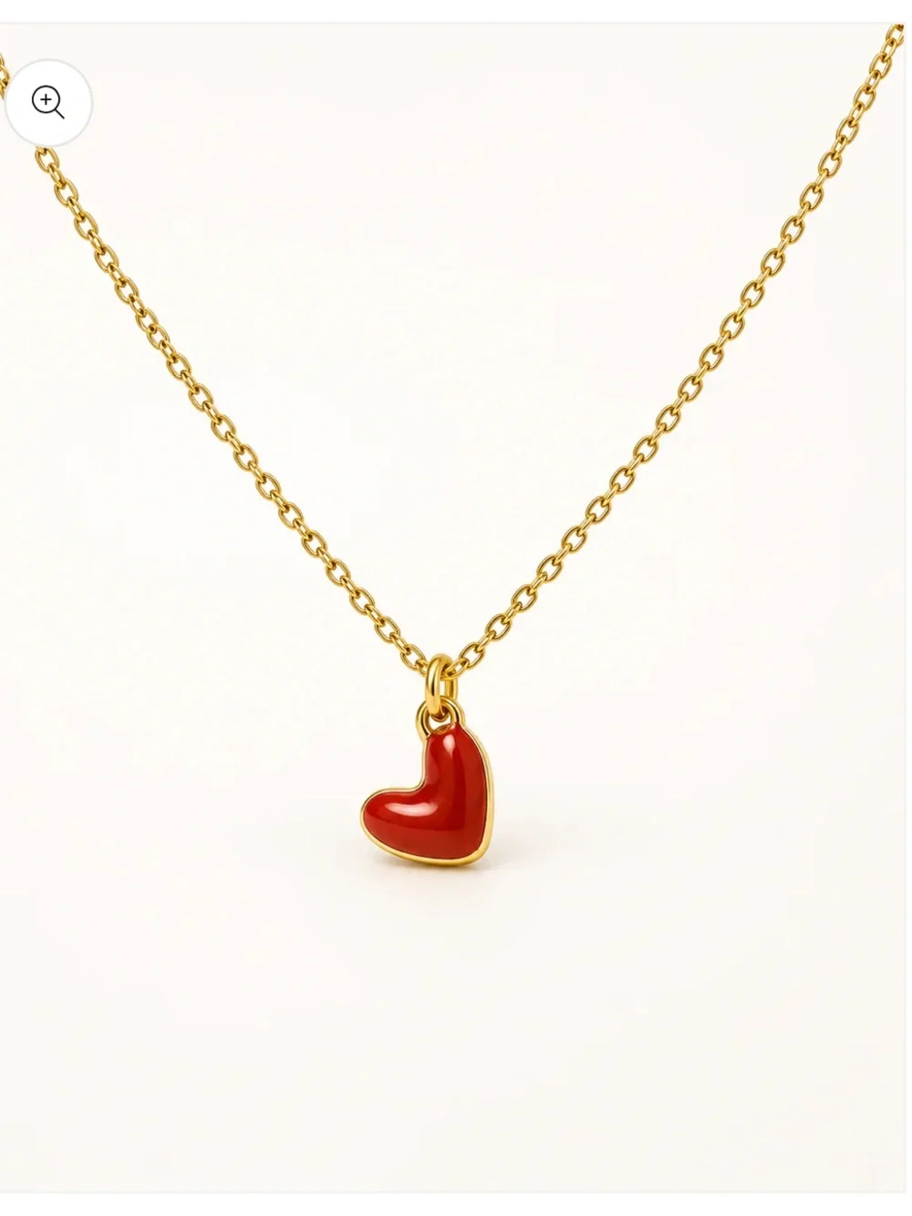 “Loving Heart” Red Enamel Pendant Necklace - 18K Gold Dipped